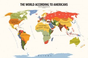 Le monde vu par les américains Carte du monde ou de l'Europe revisitées selon différents points de vue