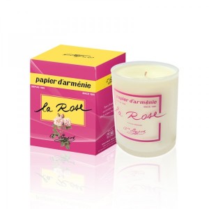 parfum d'ambiance à la rose senteur d'intérieur, la bougie papier d'arménie à la rose